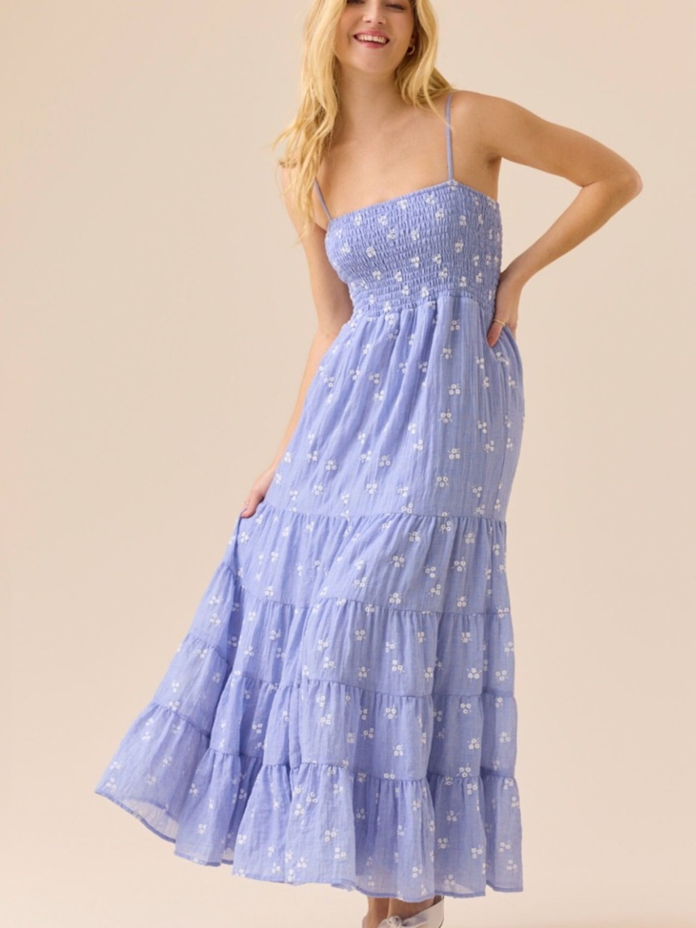 Altar'd State Lavender Smocked Floral Maxi Dress - Picture 2 of 5